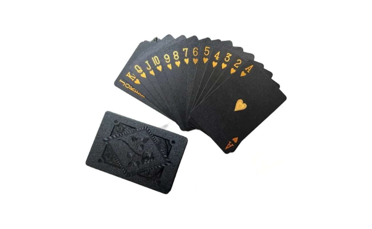 Naipe Inglés Negro y Dorado de PVC Resistente al Agua 54 Cartas