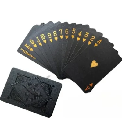 Naipe Inglés Negro y Dorado de PVC Resistente al Agua 54 Cartas