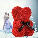 Oso De Rosas Artificiales De 25cm Aniversario San Valentín - Imagen 4