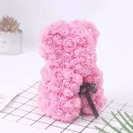 Oso De Rosas Artificiales Color Rosa De 25cm Aniversario - Imagen 2