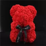 Oso De Rosas Artificiales De 25cm Aniversario San Valentín - Imagen 5