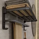 Soporte Plegable De Pared Para Toallas Aluminio Con Gancho - Imagen 5
