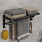 Soporte Plegable De Pared Para Toallas Aluminio Con Gancho - Imagen 4