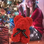 Oso De Rosas Artificiales De 25cm Aniversario San Valentín - Imagen 3