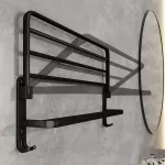 Soporte Plegable De Pared Para Toallas Aluminio Con Gancho - Imagen 3