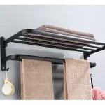 Soporte Plegable De Pared Para Toallas Aluminio Con Gancho - Imagen 7