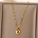 Collar De Corazón De Amor De Acero Inoxidable Colgante - Imagen 4