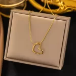 Collar Con Colgante De Corazón De Amor De Acero Inoxidable - Imagen 2