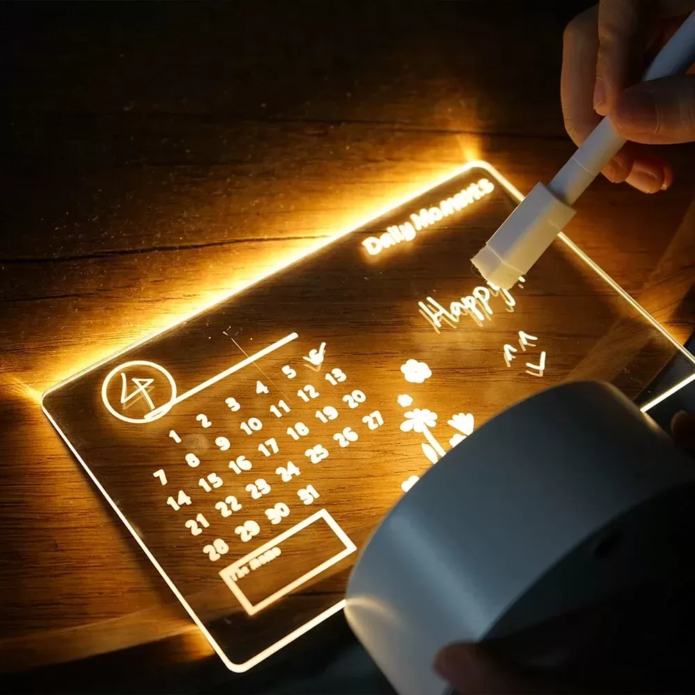 Tablero De Notas Led Regrabable Usb Lámpara Nocturna - Imagen 3
