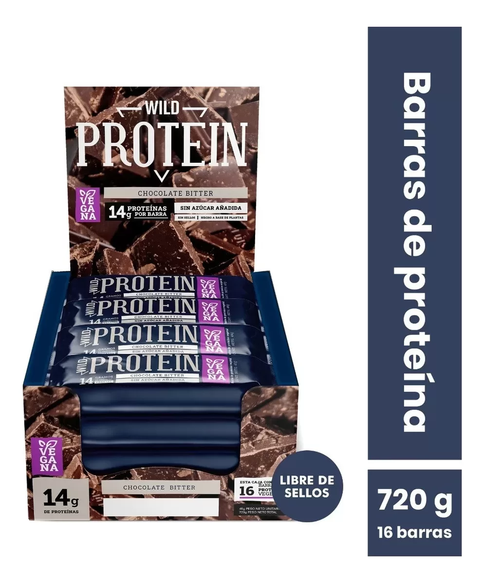 Barritas Wild Protein Chocolate Bitter - 16 Unidades - Imagen 1