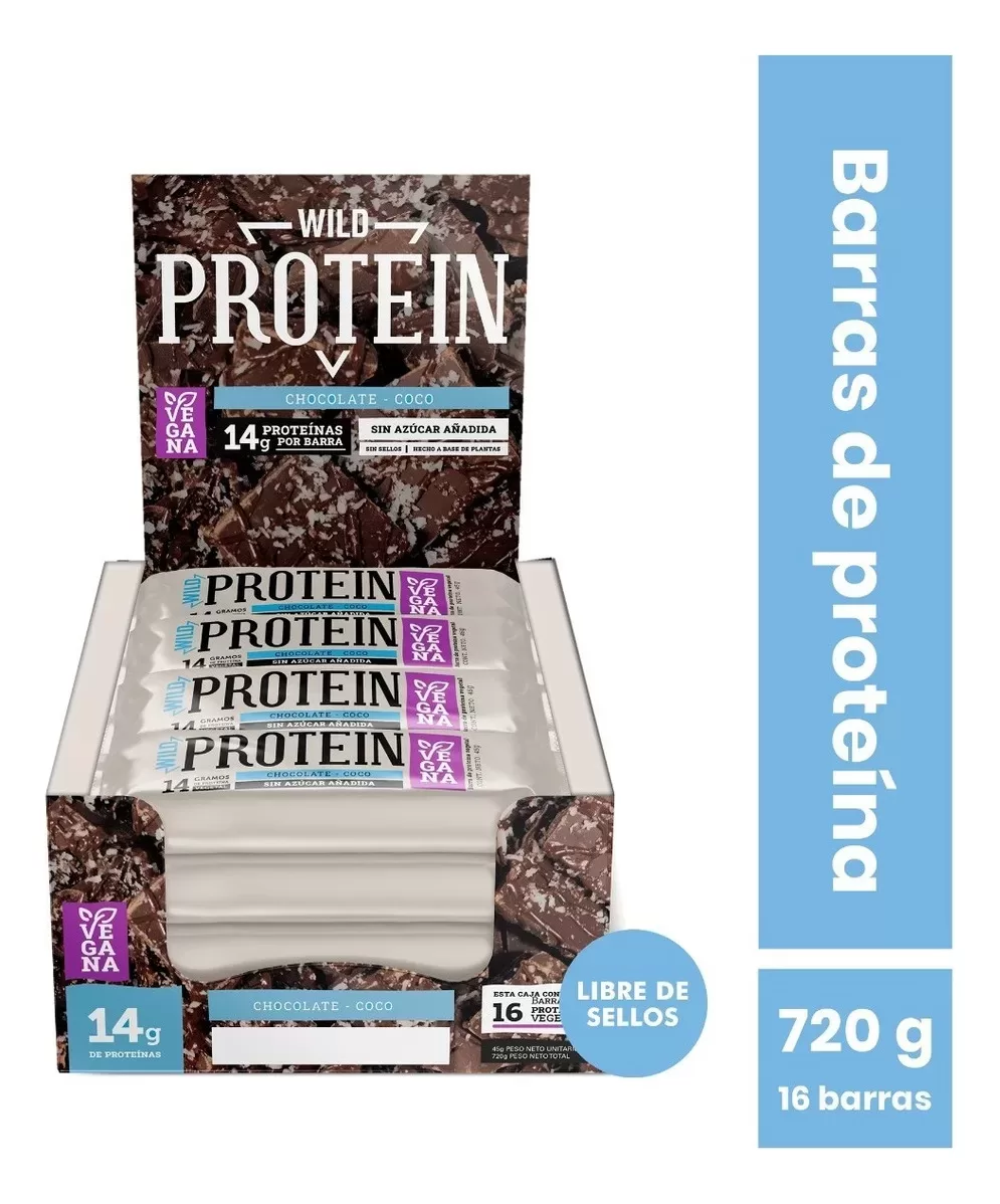 Wild Protein Vegana Chocolate Coco - 16 Unidades - Imagen 2
