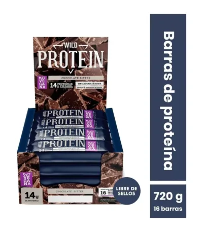 Barritas Wild Protein Vegana Chocolate Bitter Caja 16 Unidades