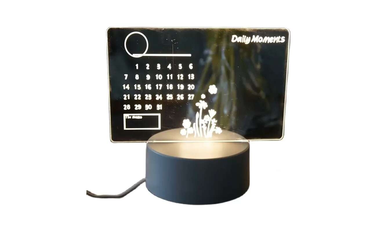 Lámpara Pizarra LED Acrílica Regrabable con Plumón Calendario USB