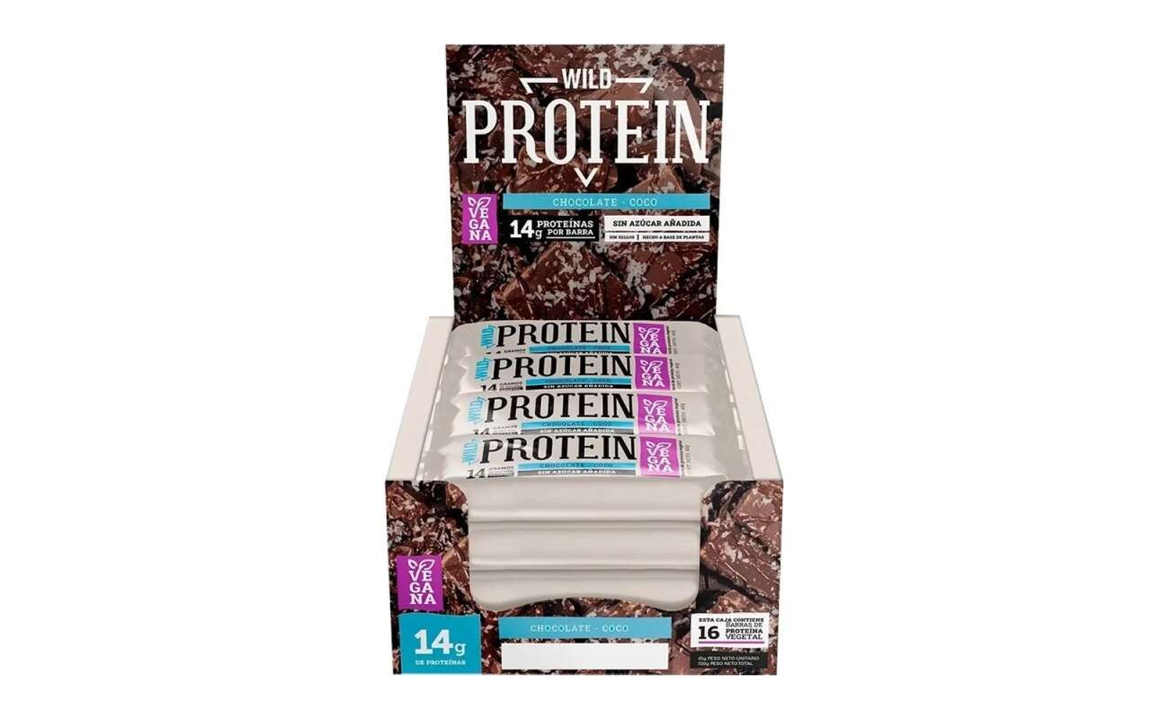 Barritas Wild Protein Vegana Chocolate Coco Caja 16 Unidades