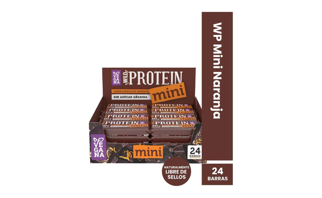 Barritas Wild Protein Mini Vegana Chocolate Naranja Caja 24 Unidades