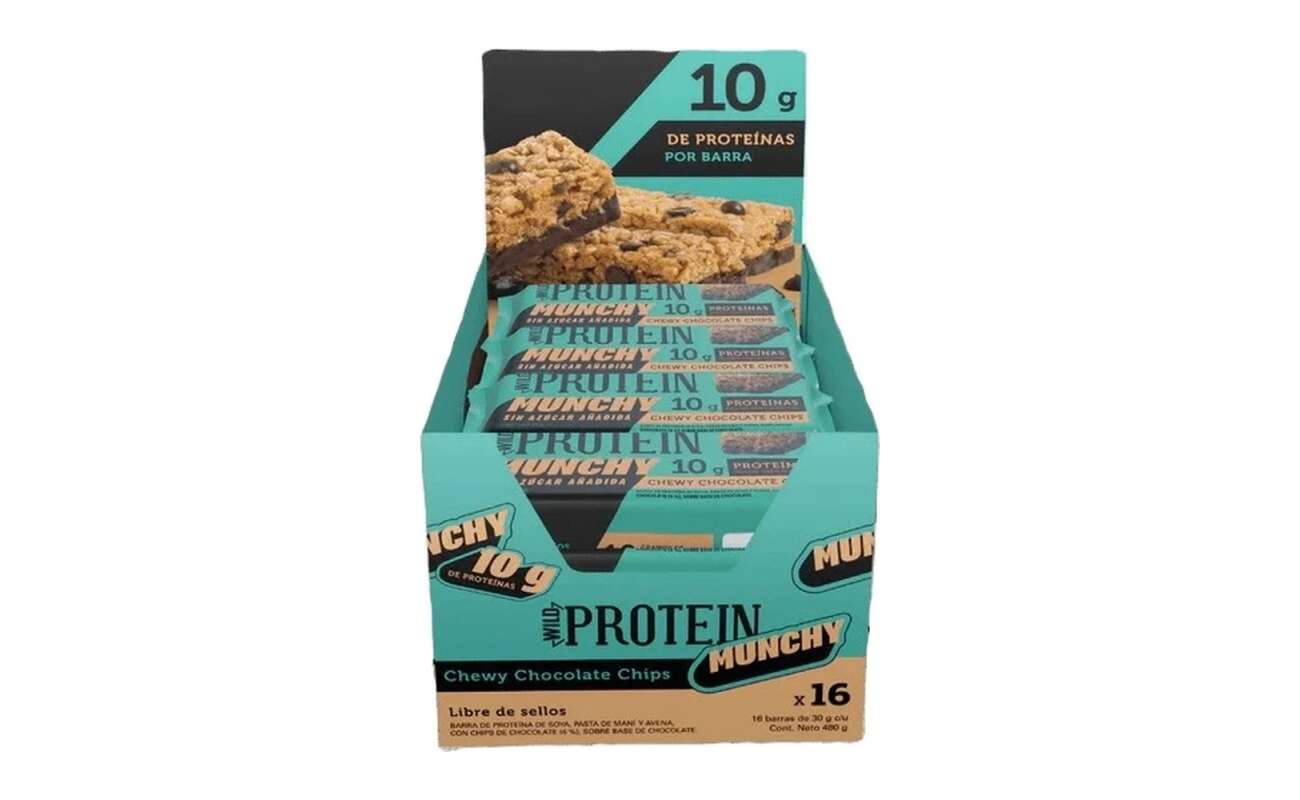 Barritas Wild Protein Munchy Chocolate Chips Caja 16 Unidades Vegana