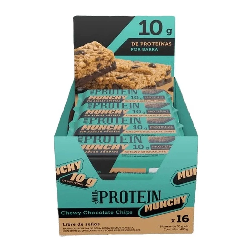 Barritas Wild Protein Munchy Chocolate Chips Caja 16 Unidades Vegana