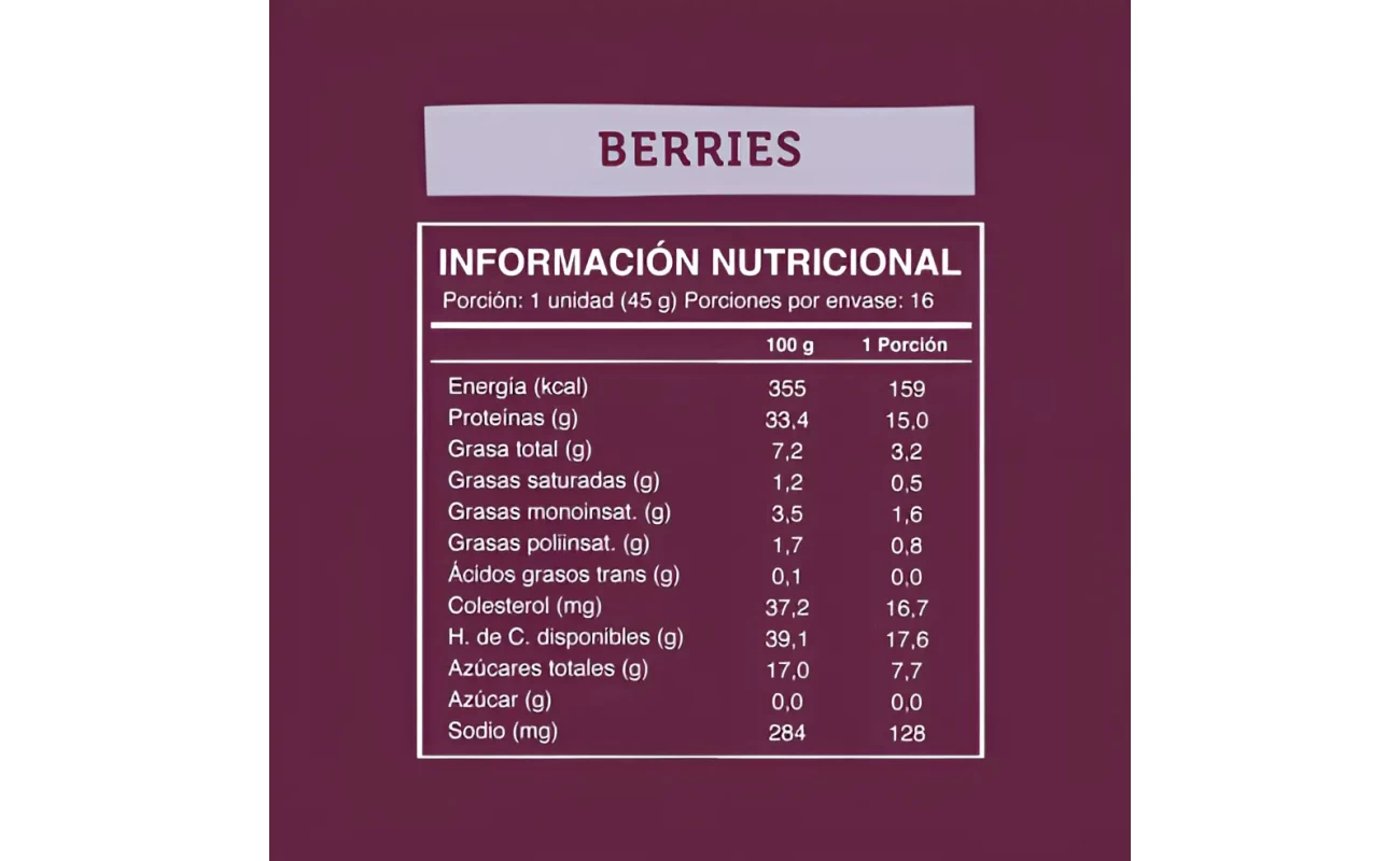 Barritas Wild Protein Berries Caja 16 Unidades 15 g de Proteína - imagen 2