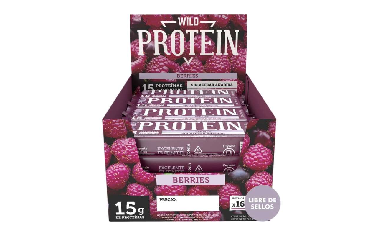 Barritas Wild Protein Berries Caja 16 Unidades 15 g de Proteína