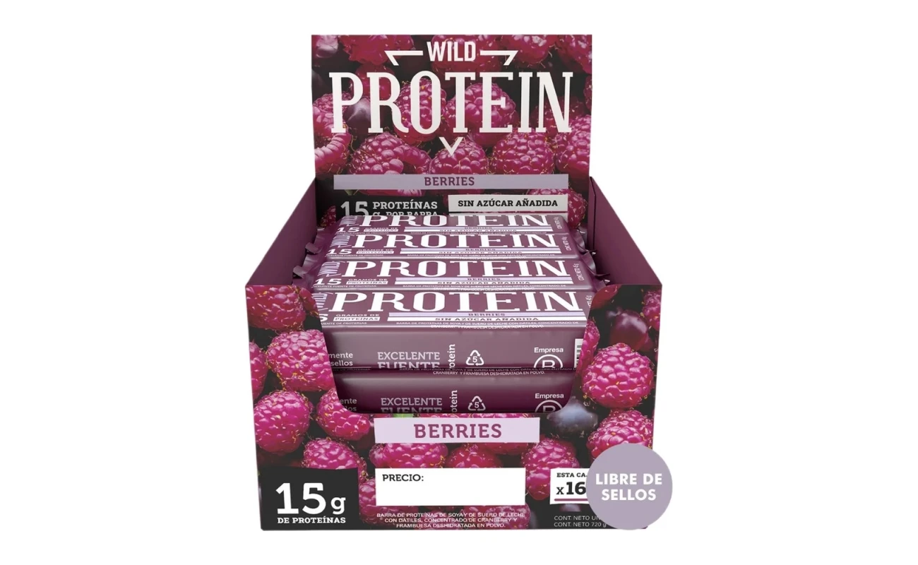 Barritas Wild Protein Berries Caja 16 Unidades 15 g de Proteína