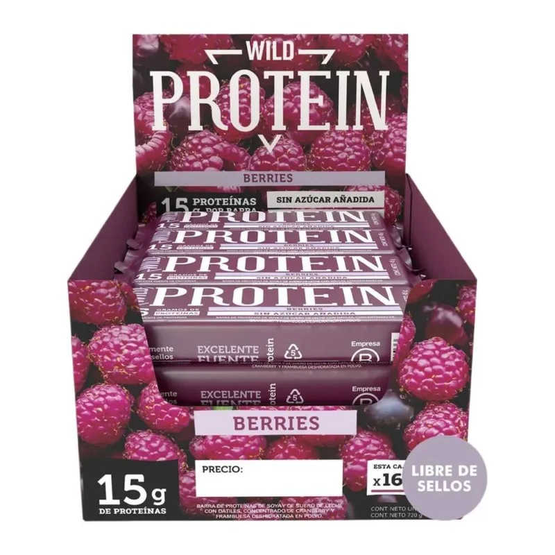 Barritas Wild Protein Berries Caja 16 Unidades 15 g de Proteína