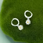 Aros Con Colgante De Flor De Margarita Regalo De Joyería - Imagen 4