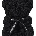 Oso De Rosas Artificiales Color Negro De 25cm Aniversario