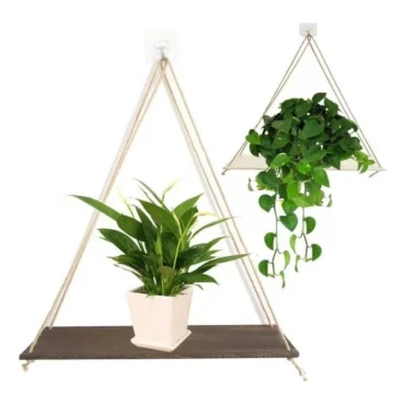 Estante De Pared De Cáñamo Colgante De Madera Flotante