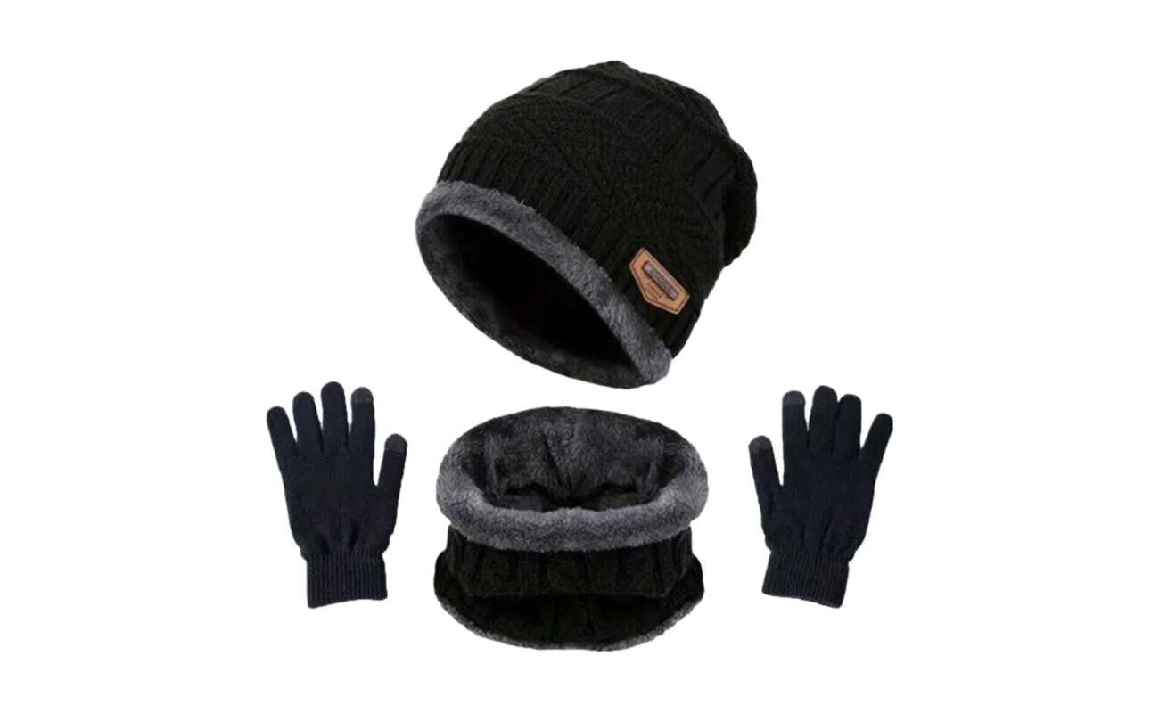 Set de Invierno Gorro, Cuello y Guantes Táctiles con Forro Polar