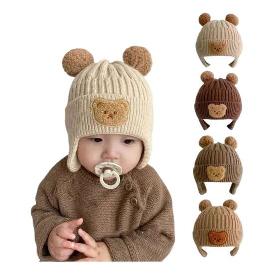 Gorro De Lana Para Bebé Protección Para Oídos Otoño Invierno - Imagen 2
