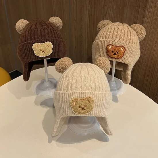 Gorro De Lana Para Bebé Protección Para Oídos Otoño Invierno - Imagen 3