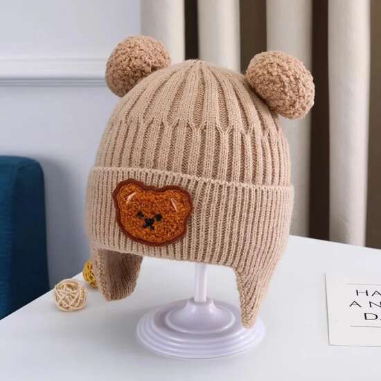 Gorro De Lana Para Bebé Protección Para Oídos Otoño Invierno - Imagen 9