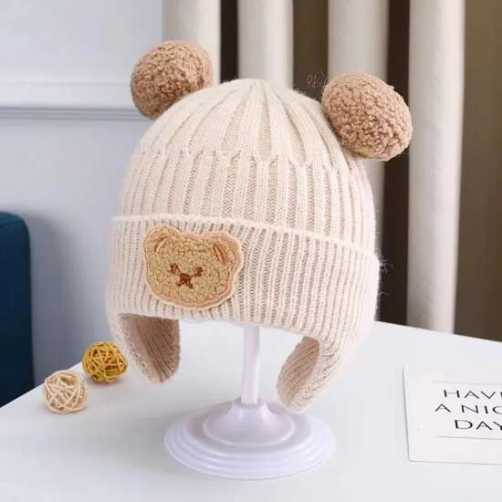 Gorro De Lana Para Bebé Protección Para Oídos Otoño Invierno - Imagen 7