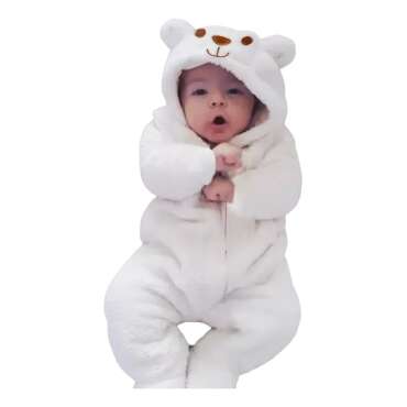 Enterito Osito Polar Blanco Con Gorro Para Bebe