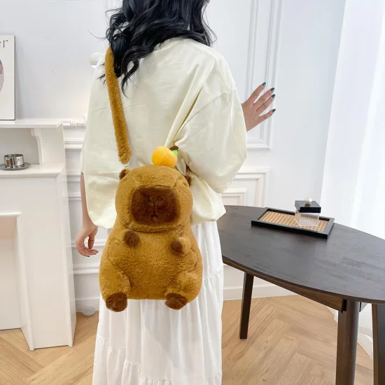 Capibara Mochila De Felpa Kawaii Bolso De Hombro Color Cpbla Backpack - Imagen 3