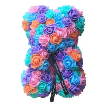 Oso De Rosas Artificiales De 25cm Aniversario San Valentín Color Multicolor2