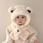 Gorro De Bebé Con Bufanda Otoño Invierno Oso De Felpa - Imagen 2