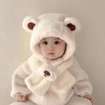 Gorro De Bebé Con Bufanda Otoño Invierno Oso De Felpa - Imagen 5