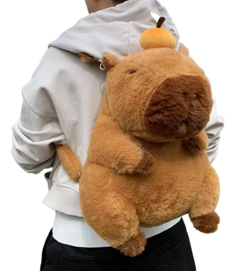 Capibara Mochila De Felpa Kawaii Bolso De Hombro Color Cpbla Backpack - Imagen 6
