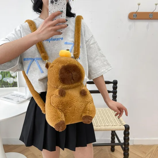 Capibara Mochila De Felpa Kawaii Bolso De Hombro Color Cpbla Backpack - Imagen 2