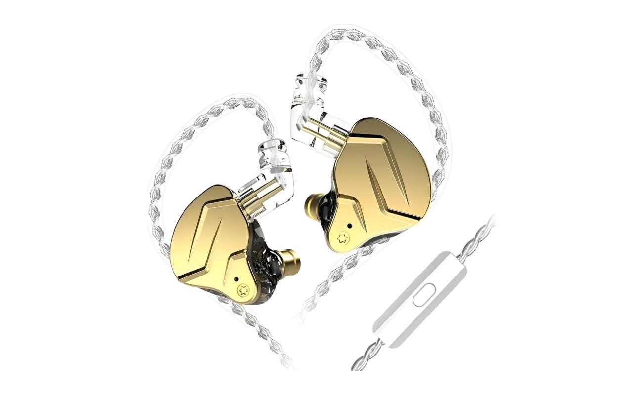 Audífonos KZ ZSN Pro X Dorado con Micrófono Híbridos 1BA+1DD