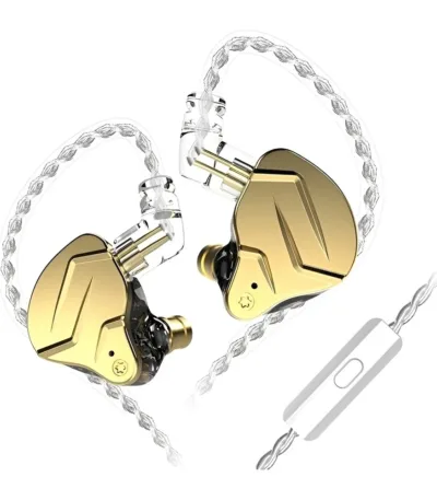 Audífonos KZ ZSN Pro X Dorado con Micrófono Híbridos 1BA+1DD