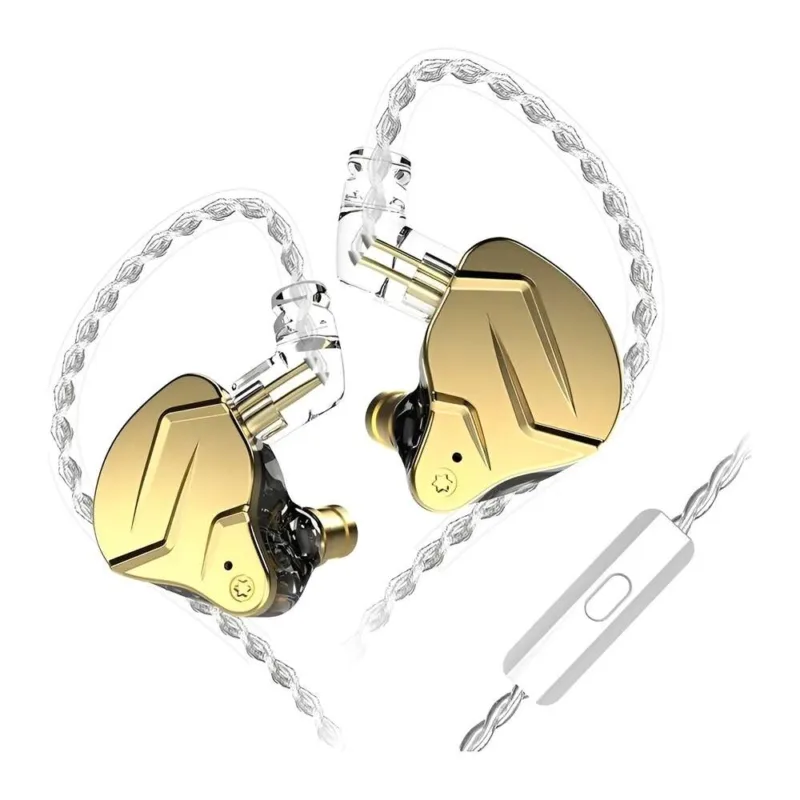 Audífonos KZ ZSN Pro X Dorado con Micrófono Híbridos 1BA+1DD