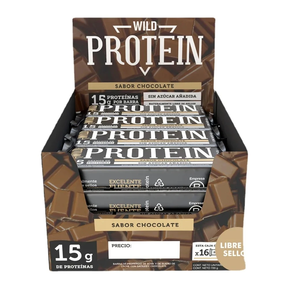 Barritas de Proteína Wild Protein Chocolate Caja 16 Unidades