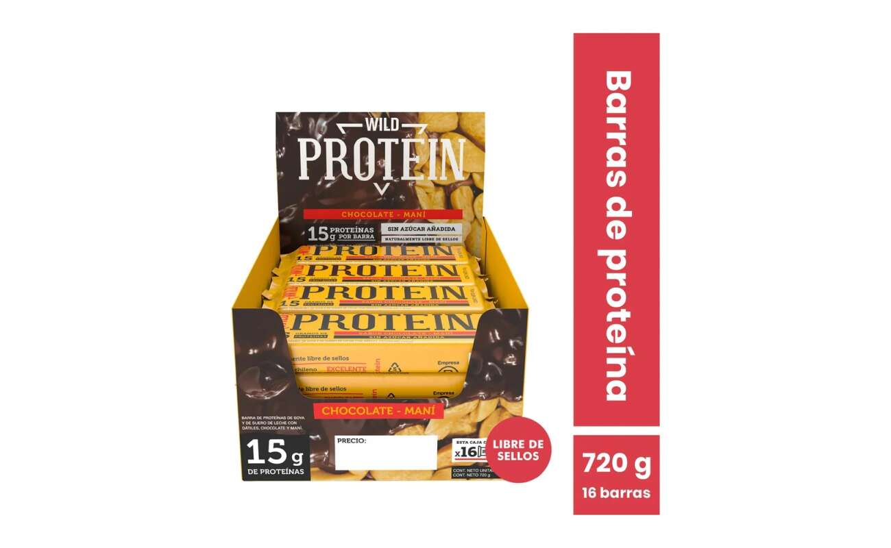 Barritas de Proteína Wild Protein Chocolate Maní Caja 16 Unidades