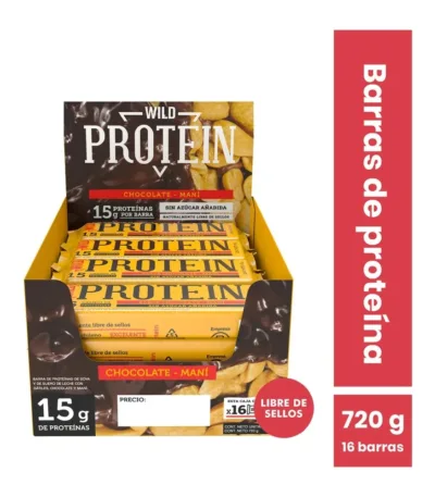 Barritas de Proteína Wild Protein Chocolate Maní Caja 16 Unidades
