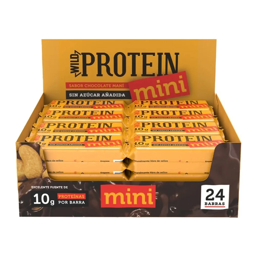 Wild Protein Mini Chocolate Maní Caja 24 Barritas de 30 g