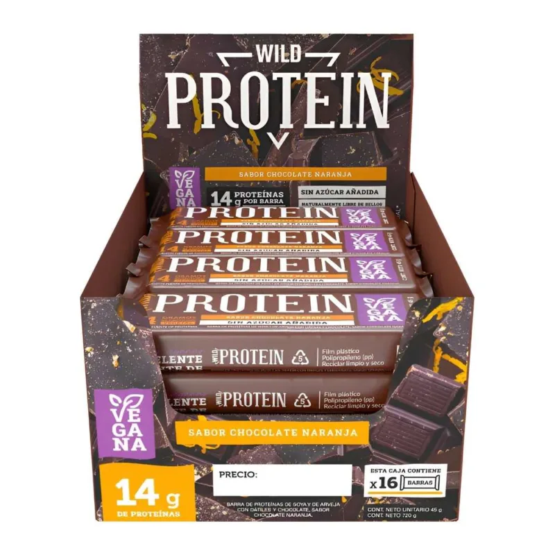 Barritas Wild Protein Vegana Naranja Bitter Caja 16 Unidades