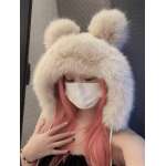 Gorro Felpa Kawaii Mujer Termico Con Orejas De Oso - Imagen 3