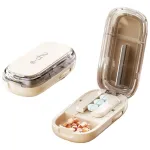 Pastillero Con Cortador 1/2 Y Organizador Portátil Beige